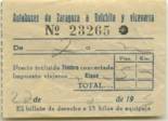 Bitllet d'autobus per anar i tornar de Saragossa a Belchite a veure a l'Avi al camp de concentració 22-06-1940